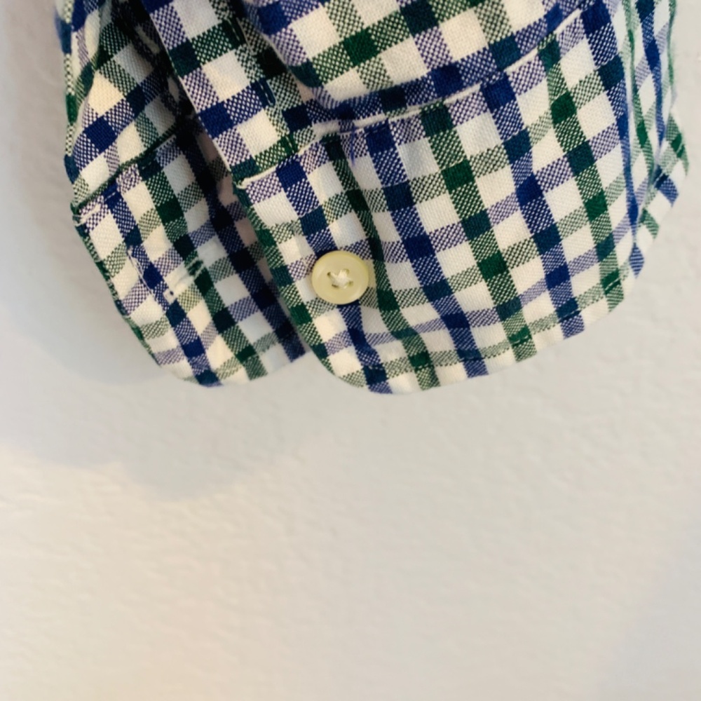 Ralph Lauren Plaid Button Down Shirt Mens Large Blue Green White Checkered Pony - Picture 10 of 15